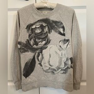 J Crew Gray Black Floral Seeatshirt